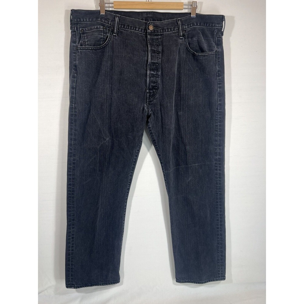 Levis 501 Jeans Mens 44x32 Black Original Fit Straight Leg Button Fly